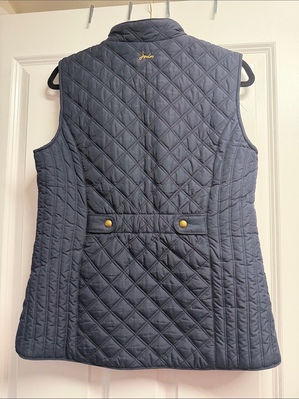 Joules Quilted Navy Sleeveless Zip Vest with Gold Hardware - Picture 4 of 4